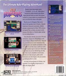 Box back cover for New Horizons on the Microsoft DOS.