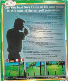 Box back cover for Nick Faldo's Championship Golf on the Microsoft DOS.