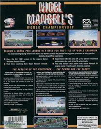 Box back cover for Nigel Mansell's World Championship on the Microsoft DOS.