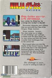 Box back cover for Ninja Gaiden on the Microsoft DOS.