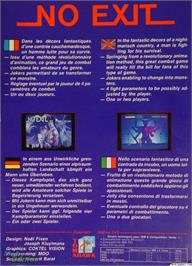 Box back cover for No Exit on the Microsoft DOS.