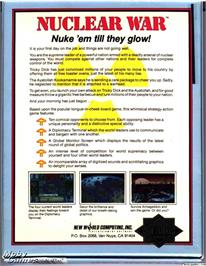 Box back cover for Nuclear War on the Microsoft DOS.