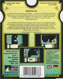 Box back cover for Oberon 69 on the Microsoft DOS.