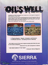 Box back cover for Oil's Well on the Microsoft DOS.