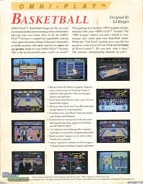Box back cover for Omni-play Basketball on the Microsoft DOS.