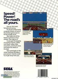 Box back cover for OutRun on the Microsoft DOS.
