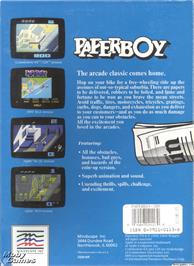Box back cover for Paperboy on the Microsoft DOS.
