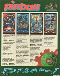 Box back cover for Pinball Dreams on the Microsoft DOS.