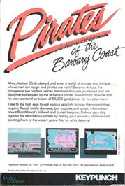 Box back cover for Pirates Of The Barbary Coast on the Microsoft DOS.