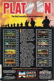 Box back cover for Platoon on the Microsoft DOS.