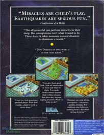 Box back cover for Populous on the Microsoft DOS.