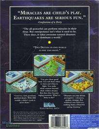 Box back cover for Populous on the Microsoft DOS.
