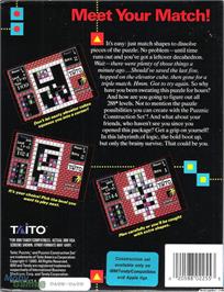 Box back cover for Puzznic on the Microsoft DOS.