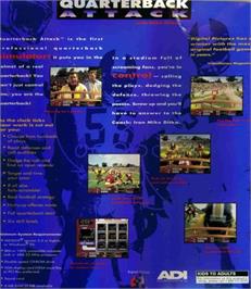 Box back cover for Quarterback Attack on the Microsoft DOS.