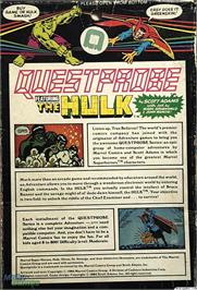Box back cover for Questprobe Featuring The Hulk on the Microsoft DOS.