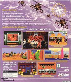 Box back cover for Revolution X on the Microsoft DOS.
