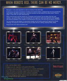 Box back cover for Rise Of The Robots on the Microsoft DOS.
