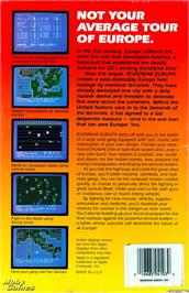 Box back cover for Roadwar Europa on the Microsoft DOS.