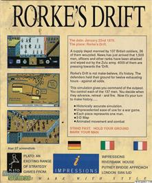 Box back cover for Rorke's Drift on the Microsoft DOS.