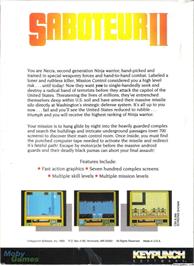 Box back cover for Saboteur 2 on the Microsoft DOS.