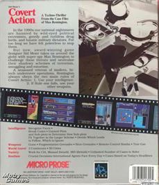Box back cover for Sid Meier's Covert Action on the Microsoft DOS.