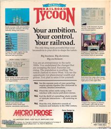 Box back cover for Sid Meier's Railroad Tycoon on the Microsoft DOS.