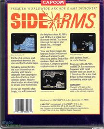 Box back cover for Side Arms Hyper Dyne on the Microsoft DOS.