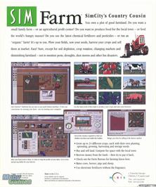 Box back cover for Sim Farm on the Microsoft DOS.