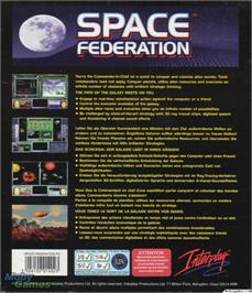 Box back cover for Space Federation on the Microsoft DOS.