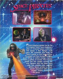 Box back cover for Space Pirates on the Microsoft DOS.