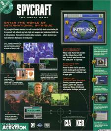 Box back cover for Spycraft - The Great Game on the Microsoft DOS.