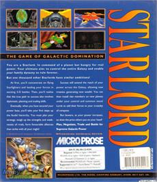 Box back cover for Starlord on the Microsoft DOS.