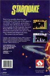 Box back cover for Starquake on the Microsoft DOS.