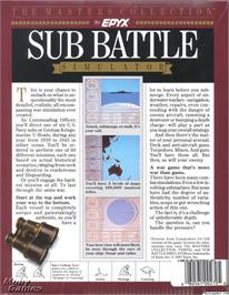Box back cover for Sub Battle Simulator on the Microsoft DOS.