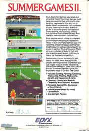 Box back cover for Summer Games 2 on the Microsoft DOS.