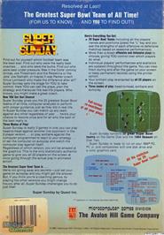 Box back cover for Super Bowl Sunday on the Microsoft DOS.
