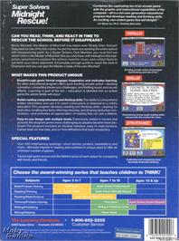 Box back cover for Super Solvers - Midnight Rescue! on the Microsoft DOS.