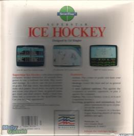 Box back cover for Superstar Ice Hockey on the Microsoft DOS.