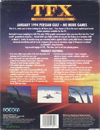 Box back cover for TFX on the Microsoft DOS.