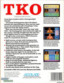 Box back cover for TKO on the Microsoft DOS.