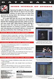 Box back cover for TV Sports Boxing on the Microsoft DOS.