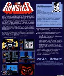 Box back cover for The Punisher on the Microsoft DOS.