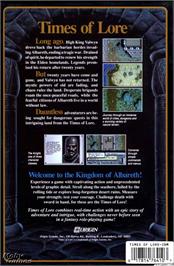 Box back cover for Times Of Lore on the Microsoft DOS.