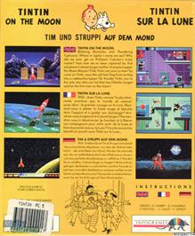 Box back cover for Tintin on the Moon on the Microsoft DOS.