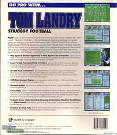 Box back cover for Tom Landry Strategy Football on the Microsoft DOS.