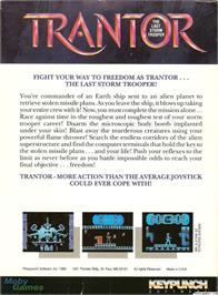 Box back cover for Trantor the Last Stormtrooper on the Microsoft DOS.