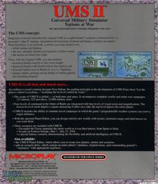 Box back cover for Ums 2 - Nations At War on the Microsoft DOS.