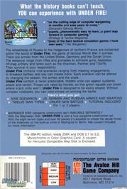 Box back cover for Under Fire! on the Microsoft DOS.