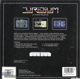 Box back cover for Uridium on the Microsoft DOS.