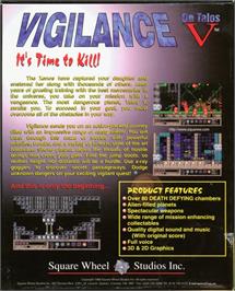 Box back cover for Vigilance On Talos 5 on the Microsoft DOS.
